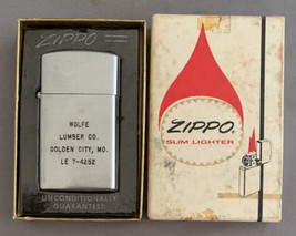 Zippo Lighter 1965 Wolfe Lumber Co. Golden City MO Missouri Looks Unused - £59.01 GBP