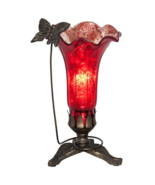 9&quot;H Red Hand Blown Mercury Glass Butterfly Lily Lamp - $59.28