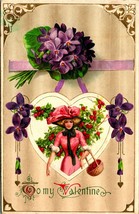 To My Valentine Merry Widow Hat Embossed 1914 DB Postcard Winsch Back - $11.83