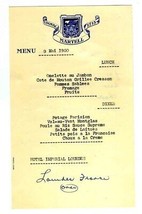 Hotel Imperial Lourdes Menu 1950 Lourdes France Martell Cognac  - £21.79 GBP