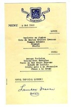 Hotel Imperial Lourdes Menu 1950 Lourdes France Martell Cognac  - $27.70