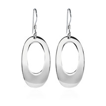 Chic Open Curved Oval .925 Sterling Silver Dangle Earrings - £18.98 GBP