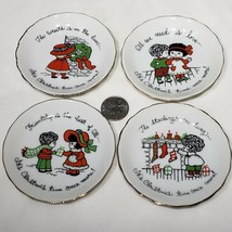 Set of 4 VTG Miniature Plates 3.5&quot; It&#39;s Christmas Time Once More ENESCO 1976 EUC - £12.81 GBP
