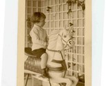 Child on Fancy Rocking Horse Photo Black and White  - $27.72