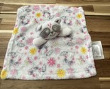 Le Bebe Favorite Raccoon Lovey Security Blanket White Pink Flowers 11.25... - $18.04