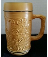 Vtg German Beer Stein Mug Ein Prosit Der Gemutlichkeit Mustard Yellow Sl... - £10.38 GBP