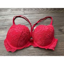 Victoria Secret Red Lace Push-Up Bra Padded Underwire Romantic Valentine... - $25.00