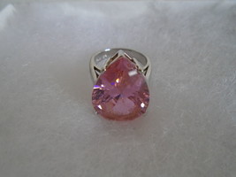 Gorgeous Heart Shape Petal Pink Silver Tone Ring - Great Valentine Gift - $14.99