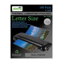 Apache Laminating Pouches 5 mil, for 8.5 x 11 inch Letter Size Paper 9 x 11.5 in - £26.77 GBP