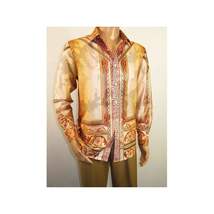 Men Sports Shirt PAZO by DE-NIKO Long Sleeves Medallion Print Soft DNK6903 Gold image 9