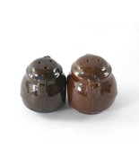 Rare Vintage Brown Ceramic Pottery Salt and Pepper Shakers Pot Shaped - $7.50