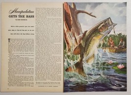 1949 Magazine Pictures Fishermen Boat Catch Bass Painted by W. Goadby Lawrence - £10.60 GBP