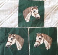 3 Small Horse Craft Sewing Panels 8.75&quot; x 8.50&quot; Cranston Screen Print Vintage - £5.52 GBP