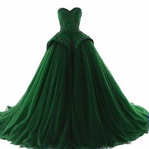 Kivary Plus Size Beaded Long Ball Gown Formal Prom Evening Dresses Emerald Green - £141.20 GBP