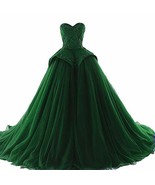 Kivary Plus Size Beaded Long Ball Gown Formal Prom Evening Dresses Emera... - $178.19