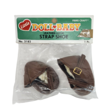 VINTAGE FIBRE CRAFT LITTLE DOLL BABY LEATHER LOOK STRAP SHOW BROWN NEW P... - $9.50