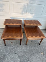 Lane Acclaim Mid Century Modern Two Tiers Side End Lamp Tables a Pair 5967 - $841.49