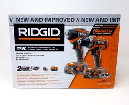 Ridgid R9603 18V Cordless Brushless Drill Driver - Impact Driver Combo w/ Case  - £111.46 GBP