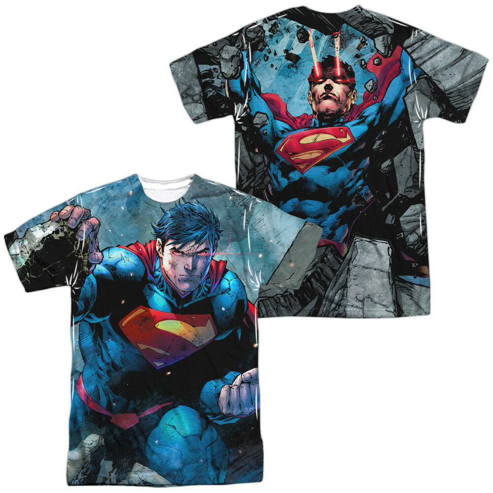 Authentic Superman Angry Ready to Rumble Sublimation Allover Front Back T-shirt - £25.78 GBP - £29.82 GBP
