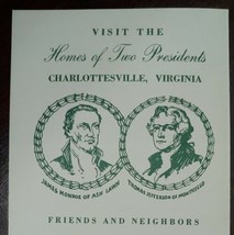 James Monroe Thomas Jefferson Presidents Homes Virginia Vintage Travel Brochure - £13.82 GBP