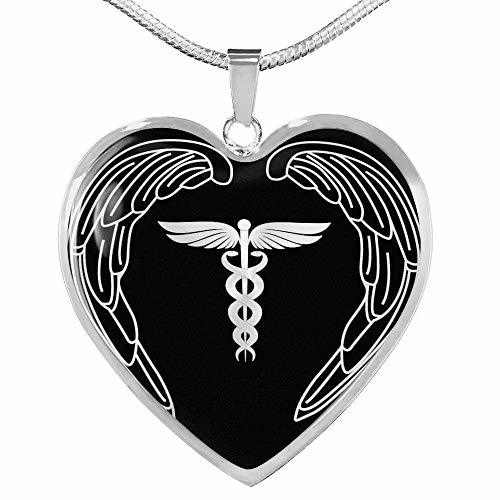 Express Your Love Gifts Nurses are Angels Necklace Engraved Stainless Steel Hear