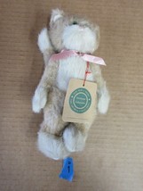 Vintage NOS Boyds Bears Plush Fabric Kitty Cat Tan White Pink Bow  B2 I - £22.10 GBP