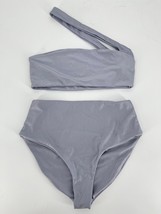 Jade Swim Halo Top Bound Bottom Bikini Set Sz M Silver Sheen - £38.59 GBP