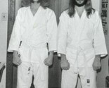 2 Long Hair Dudes in Karate Gi Judo Kimono Robe Judogi VTG B&amp;W Photo Mar... - $14.84