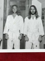 2 Long Hair Dudes in Karate Gi Judo Kimono Robe Judogi VTG B&amp;W Photo Martial Art - £11.72 GBP