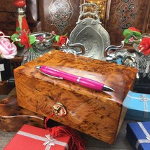 Memory wooden jewelry Gift box, handmade red velvet Lined burl wooden box - £138.62 GBP