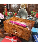 Memory wooden jewelry Gift box, handmade red velvet Lined burl wooden box - £139.58 GBP