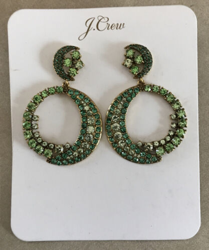 J Crew Green Gem Moon Hypoallergenic Dangle Earrings - $1,000.00