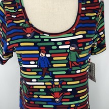 LuLaRoe Classic T Size Medium People Red Blue Green Yellow Stripe Shirt New - $24.99