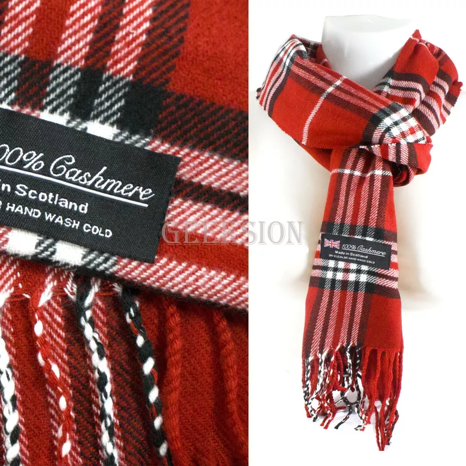 Winter Unisex 100% Cashmere Scarf Plaid, Solid &amp; Striped Wool Designs (39) - $18.99