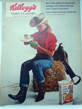 Kellogg’s Corn Flakes Cowgirl Print Advertisement Art 1965 - £5.58 GBP