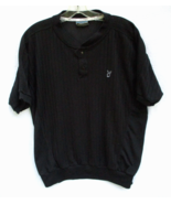 Playboy Logo Black Henley Shirt Short Sleeve Mens Vintage 90's Large Ribbed Mesh - $30.40