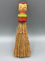 Vtg Japanese Kokeshi Straw Whisk Broom Hand Painted Occupied Japan - $487.98 MXN