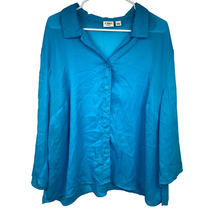 Cato Button Front Collared Blouse Top Womens Plus Size 22/24W Blue 3/4 Sleeves - £8.65 GBP