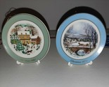 Avon CHRISTMAS ORNAMENT Mini Plates Gold Trim 1979 - 1980 with stands - £10.45 GBP