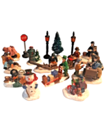 16 Christmas Village Figurines People Snowman Tree Signs Conductor Lamp ... - £24.25 GBP