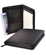 Naples Tablet Padfolio with Paper Note Pad, Secure Zipping Closure, Blac... - $14.05 CAD