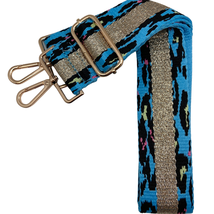 Metallic Champagne Blue Leopard Stripe Adjustable Crossbody Bag Purse Strap - £19.46 GBP