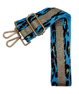 Metallic Champagne Blue Leopard Stripe Adjustable Crossbody Bag Purse Strap - £19.75 GBP