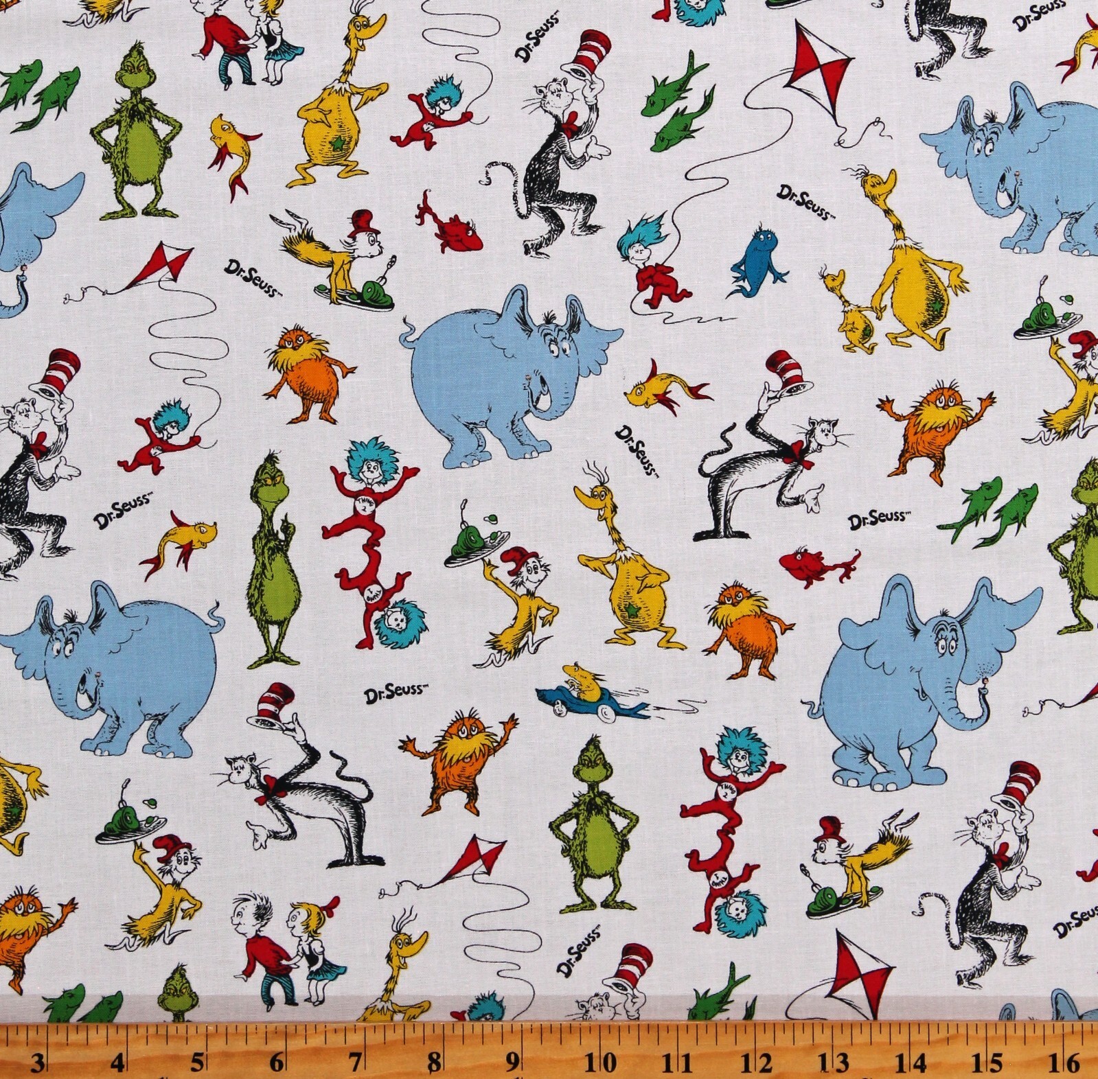 Cotton Dr. Seuss Book Characters Celebrate Seuss! Fabric Print by Yard D... - $13.95