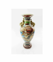 Satsuma Warriors Vase Antique Post Taisho Period Japanese Moriage Style Gilded P - £150.74 GBP