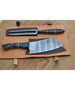 vintage handmade damascus knife and fork set BBQ set 002 - £66.88 GBP