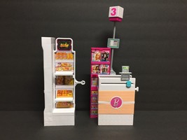 Barbie Supermarket Playset Grocery Store Shelf and Cash Register Mattel ... - £6.86 GBP
