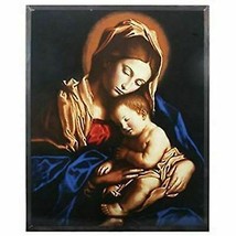 Bright Colored Madonna Craddling and Child in Blanket with Black Back - £60.21 GBP
