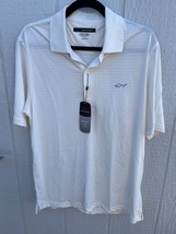 Greg Norman Men&#39;s Golf Polo shirt, Small Cream Striped NWT - £23.62 GBP