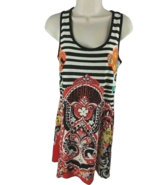 Women Beige by ECI stripe paisley floral panels sleeveless tank sun dres... - $20.78